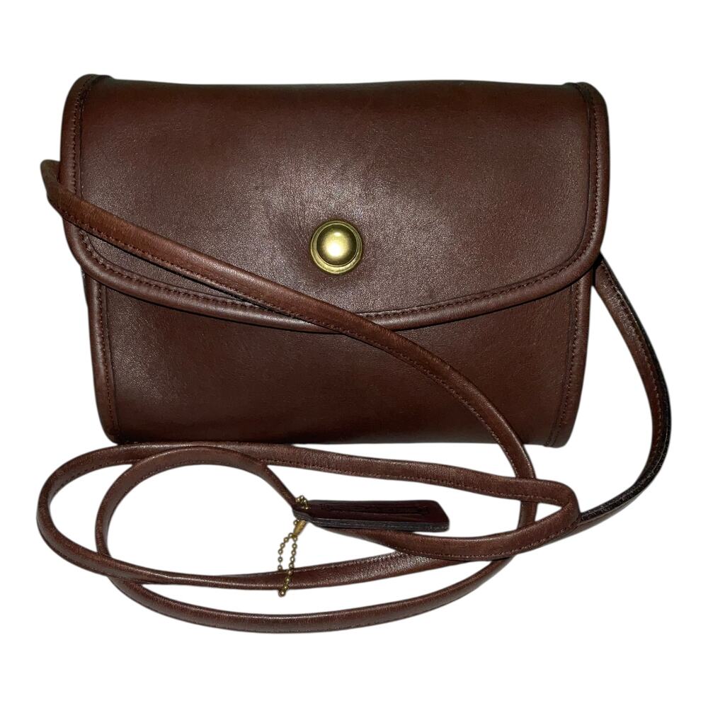 Vintage Coach Chrystie Brown Leather Crossbody Shoulder Bag